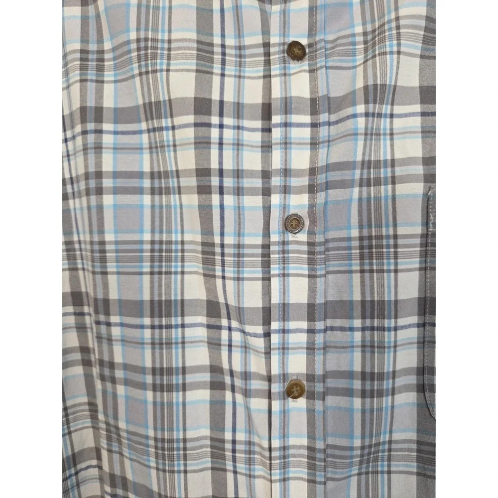 Architect Blue Gray Plaid Short Sleeve Button Shirt XLT - Picture 3 of 7